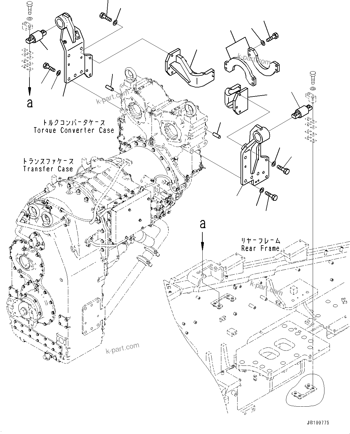 Komatsu parts book diagram for WA800-8E0 S/N 84001-UP: TORQUE CONVERTER AND TRANSMISSION, MOUNTING (3/8)(#83001-)