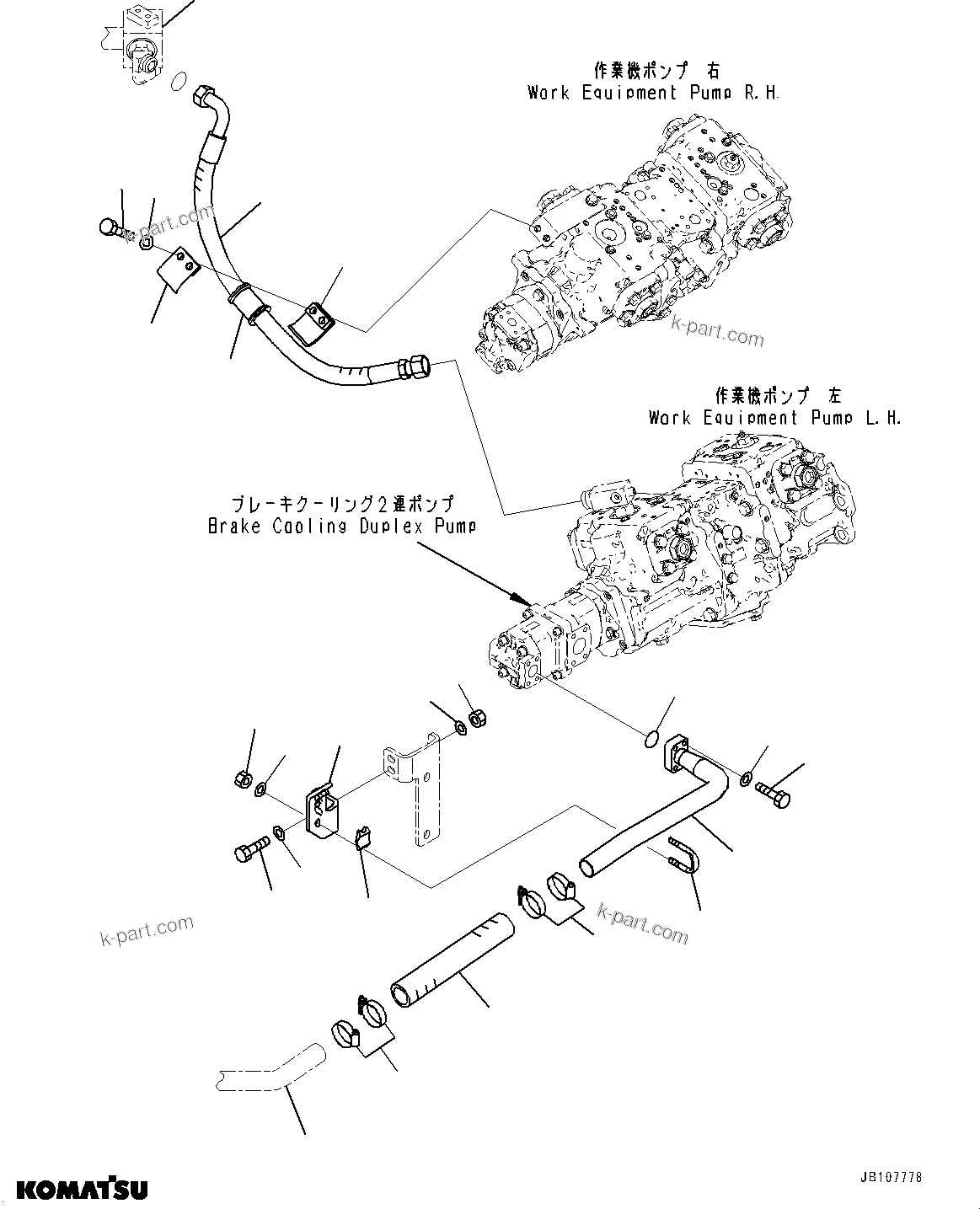 Komatsu parts book diagram for WA800-8E0 S/N 84001-UP: TORQUE CONVERTER AND TRANSMISSION, TUBE(#83018-)