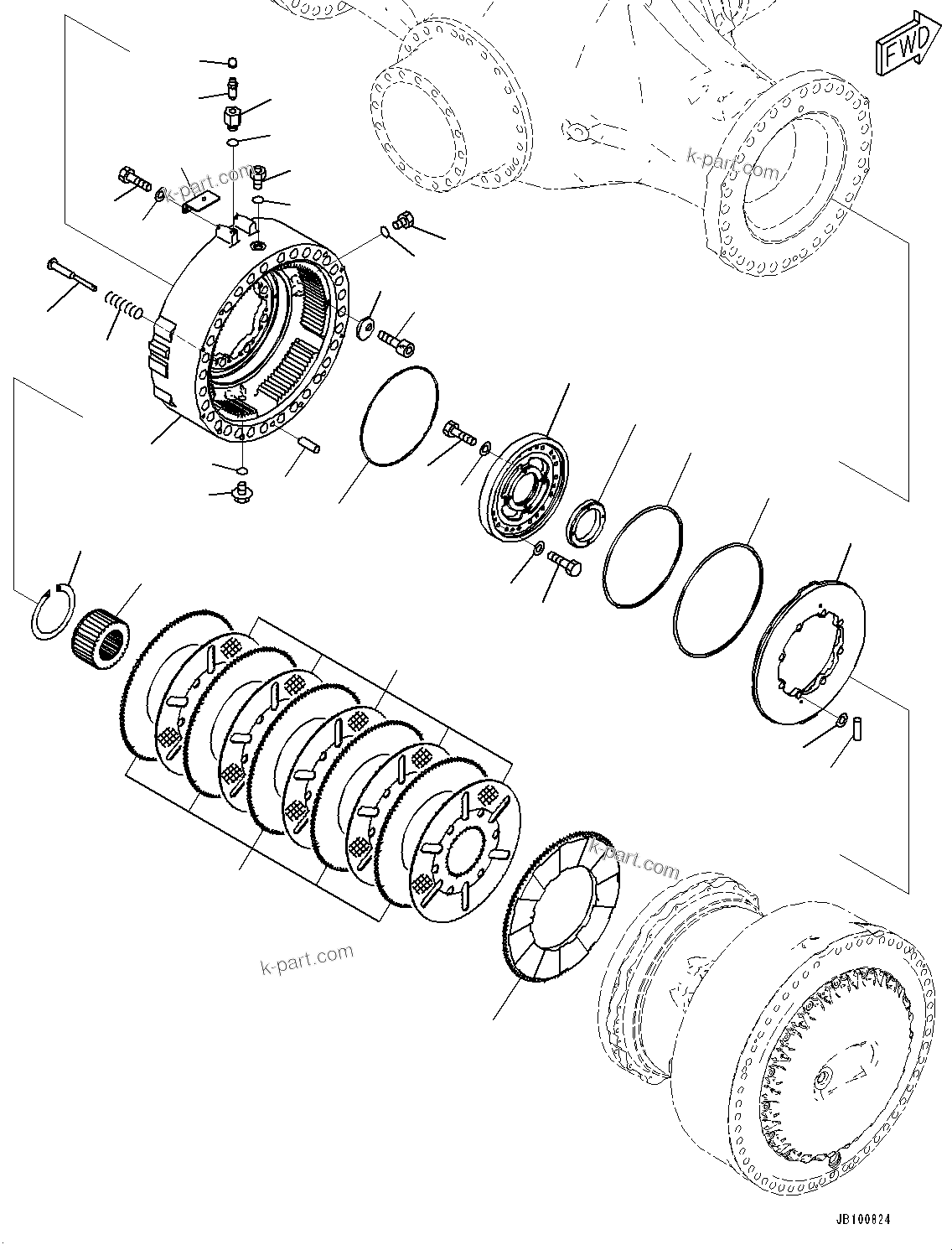 Komatsu parts book diagram for WA800-8E0 S/N 84001-UP: FRONT AXLE, FINAL DRIVE R.H. (1/2)(#83001-)