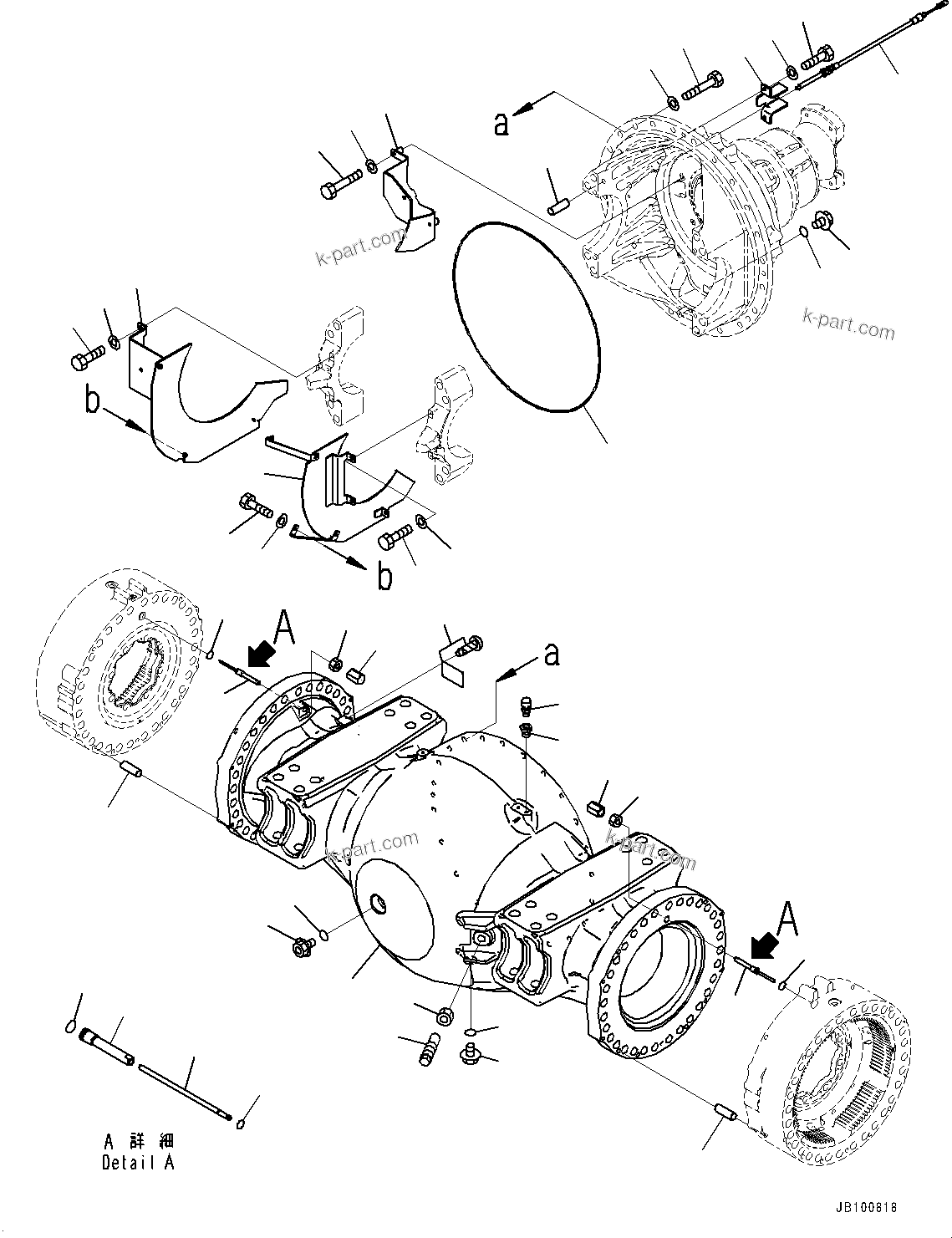 Komatsu parts book diagram for WA800-8E0 S/N 84001-UP: FRONT AXLE, HOUSING AND RELATED PARTS(#83001-)