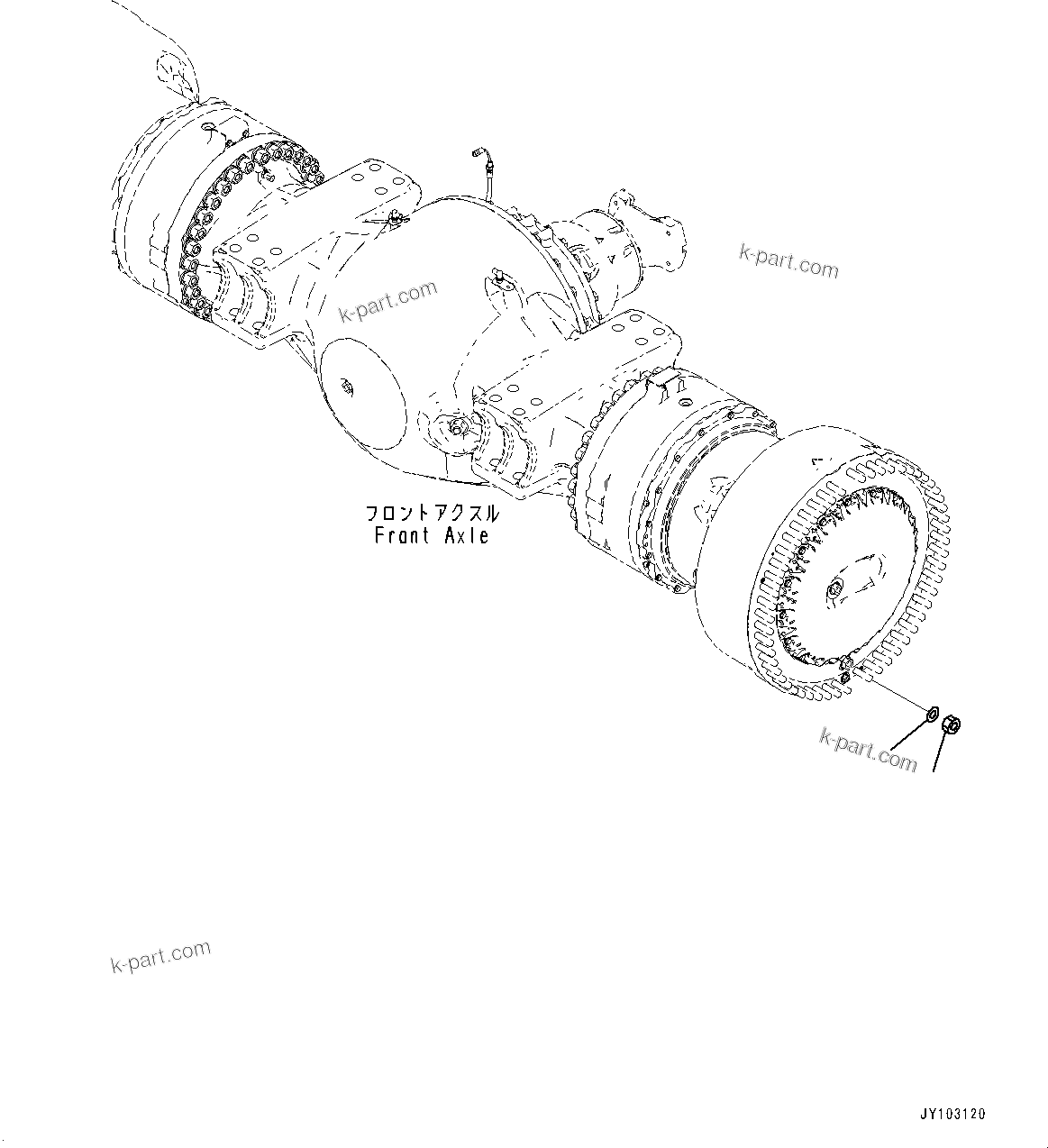 Komatsu parts book diagram for WA800-8E0 S/N 84001-UP: FRONT AXLE, MOUNTING (2/2)(#83001-)