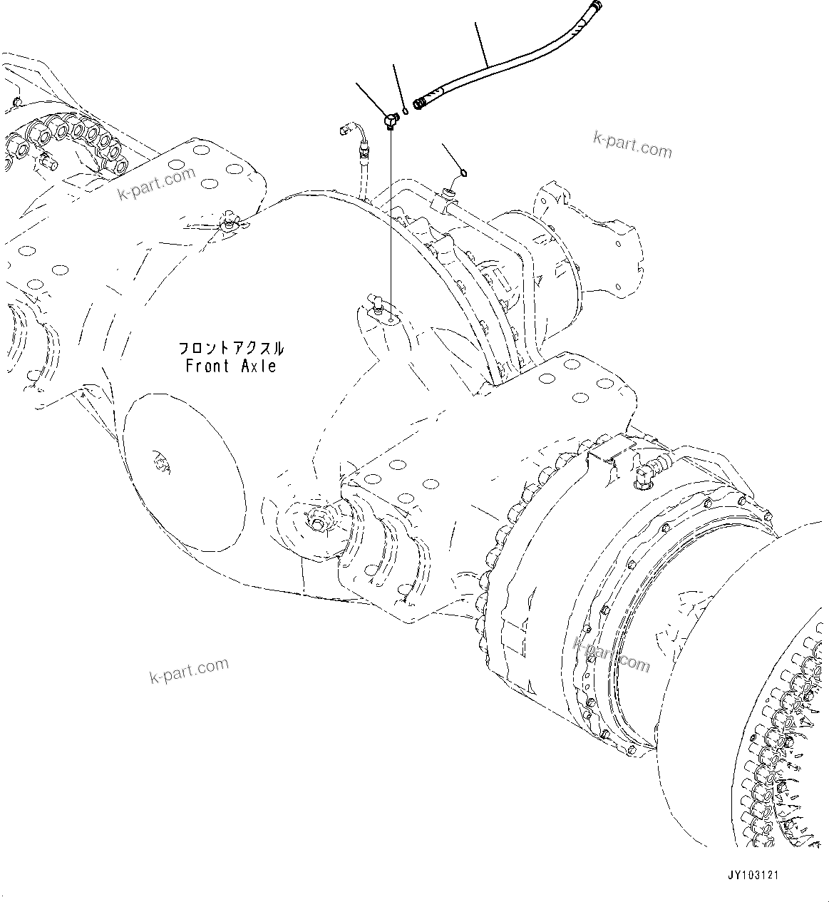 Komatsu parts book diagram for WA800-8E0 S/N 84001-UP: FRONT AXLE, BREATHER AND PIPING(#83001-)