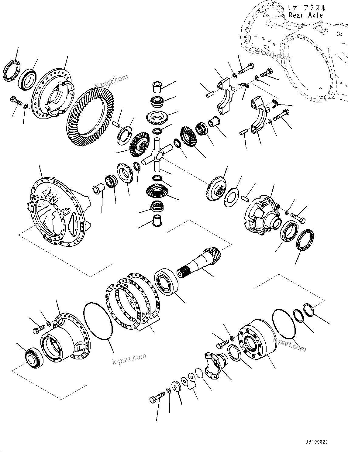 Komatsu parts book diagram for WA800-8E0 S/N 84001-UP: REAR AXLE, DIFFERENTIAL(#83001-)
