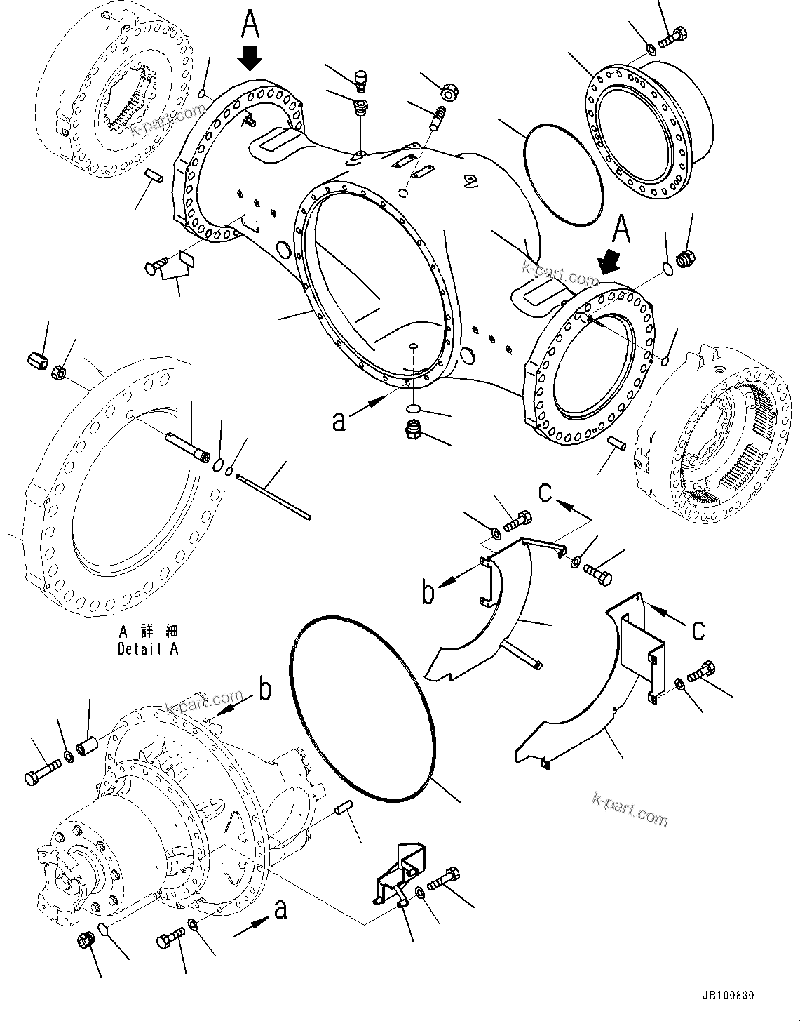 Komatsu parts book diagram for WA800-8E0 S/N 84001-UP: REAR AXLE, HOUSING AND RELATED PARTS(#83001-)
