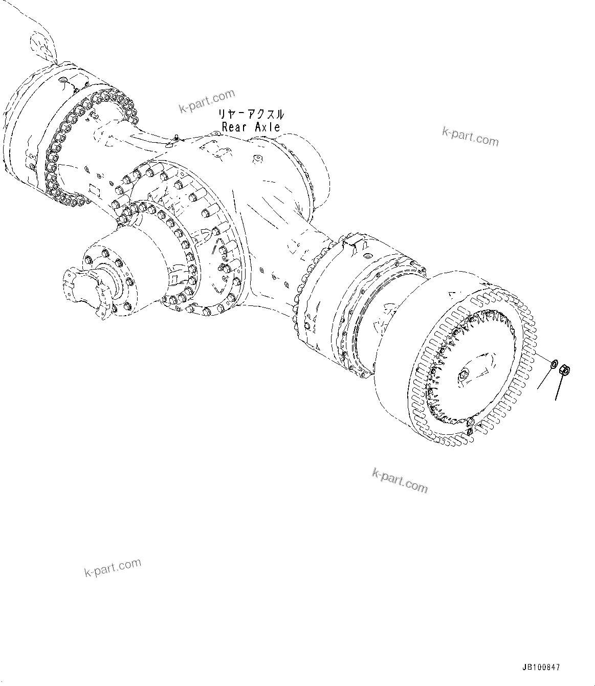 Komatsu parts book diagram for WA800-8E0 S/N 84001-UP: REAR AXLE, MOUNTING (1/2)(#83001-)