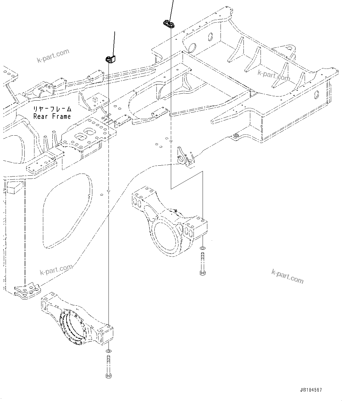 Komatsu parts book diagram for WA800-8E0 S/N 84001-UP: REAR AXLE, MOUNTING (2/2)(#83001-)