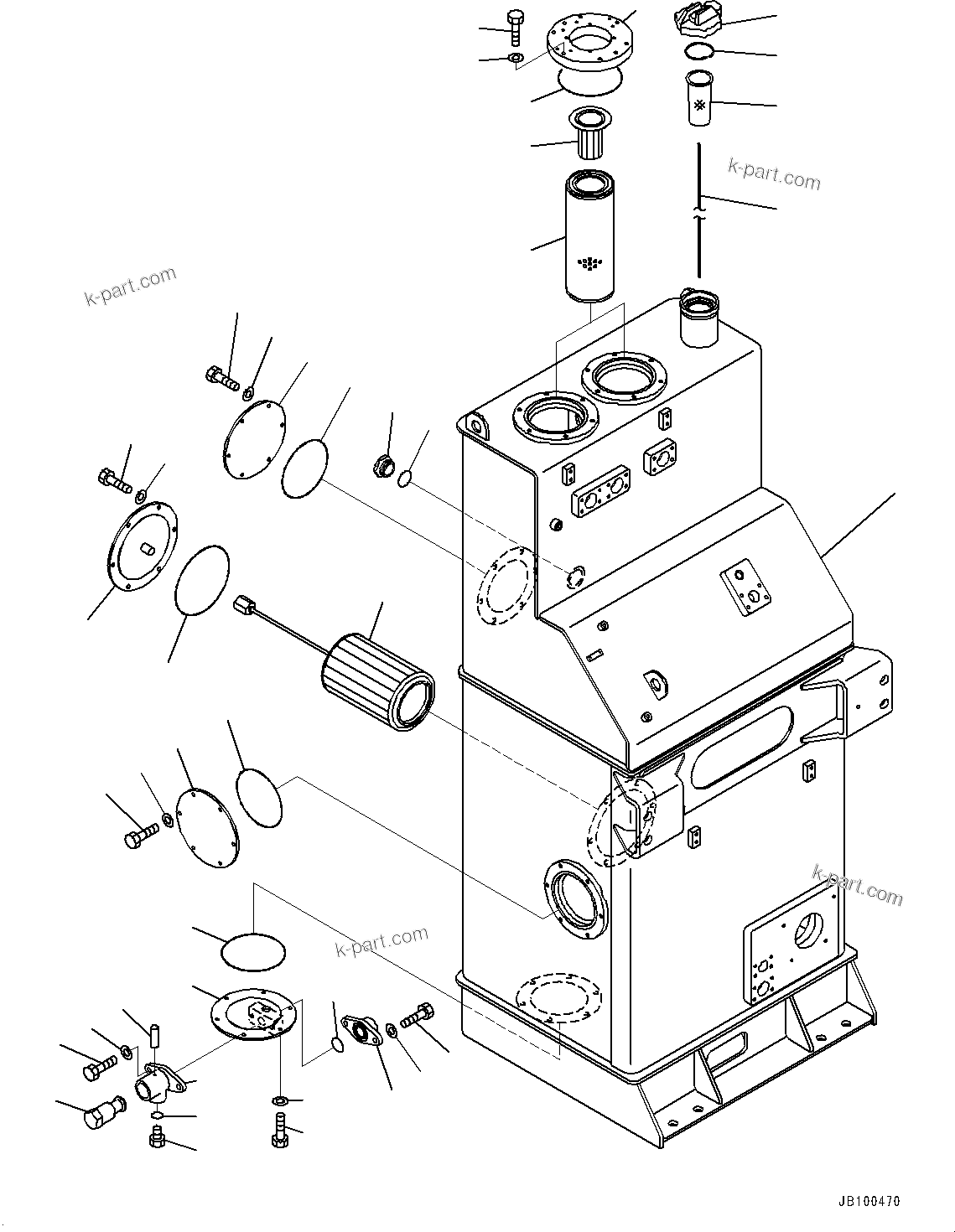 Komatsu parts book diagram for WA800-8E0 S/N 84001-UP: HYDRAULIC TANK, TANK(#83001-)