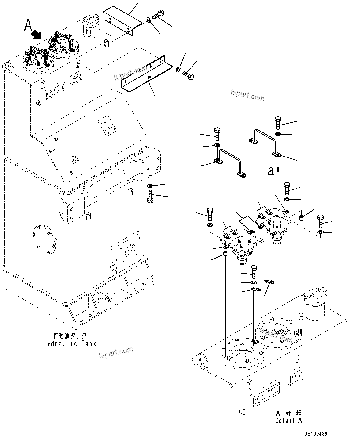 Komatsu parts book diagram for WA800-8E0 S/N 84001-UP: HYDRAULIC TANK, TANK RELATED PARTS(#83001-)