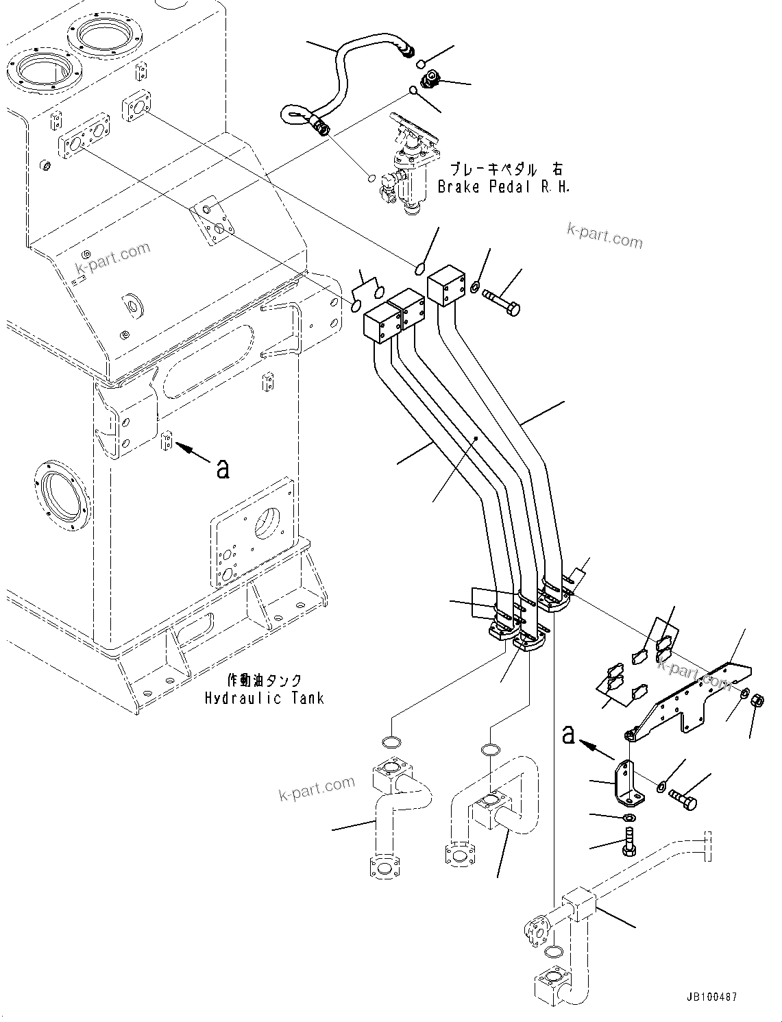 Komatsu parts book diagram for WA800-8E0 S/N 84001-UP: HYDRAULIC TANK, RETURN PIPING(#80001-)