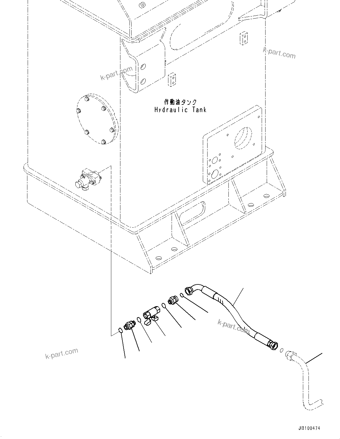 Komatsu parts book diagram for WA800-8E0 S/N 84001-UP: HYDRAULIC TANK, DRAIN AND QUICK FILL PIPING(#83001-)