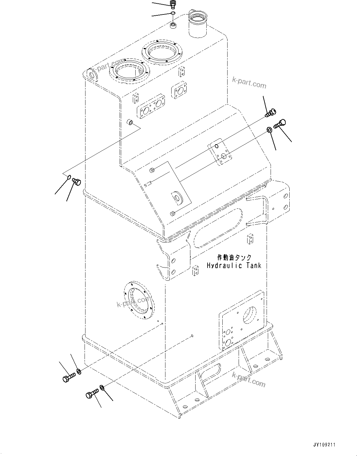 Komatsu parts book diagram for WA800-8E0 S/N 84001-UP: HYDRAULIC TANK, PLUG BOLT(#83001-)