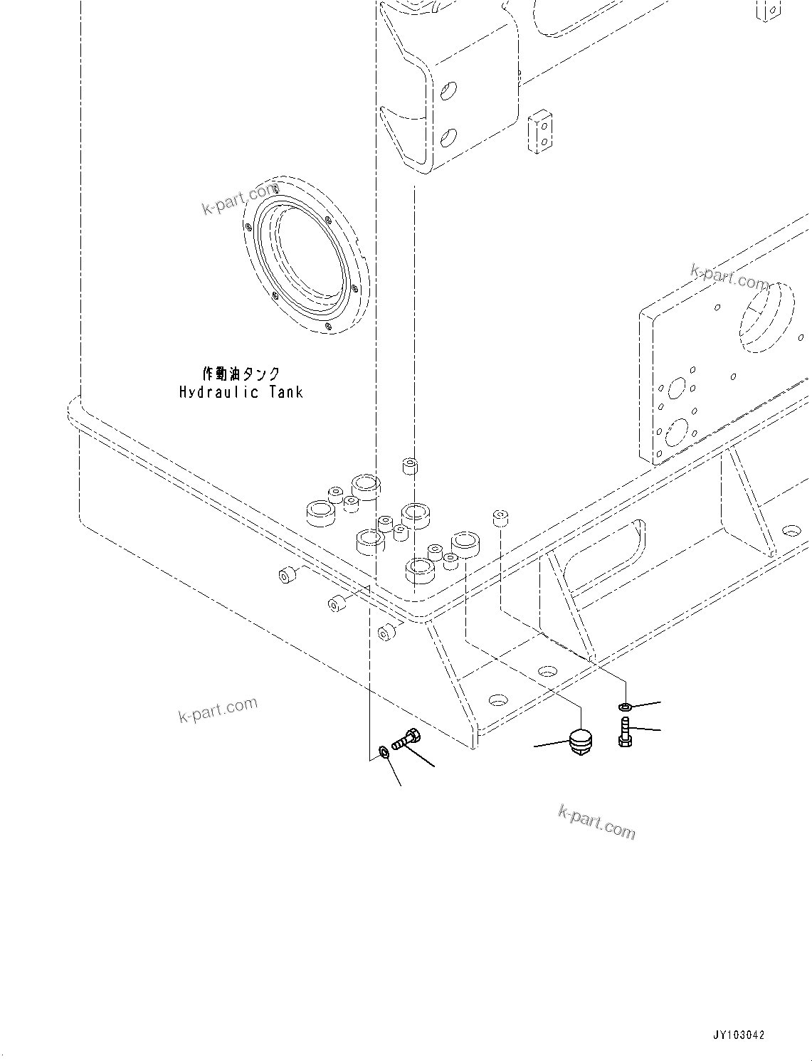 Komatsu parts book diagram for WA800-8E0 S/N 84001-UP: HYDRAULIC TANK, BLIND PARTS(#83001-)