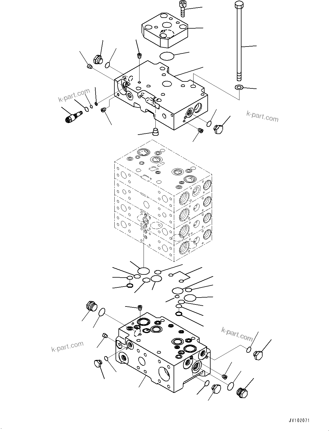 Komatsu parts book diagram for WA800-8E0 S/N 84001-UP: CONTROL VALVE, 4-VALVE (1/13)(#83001-)