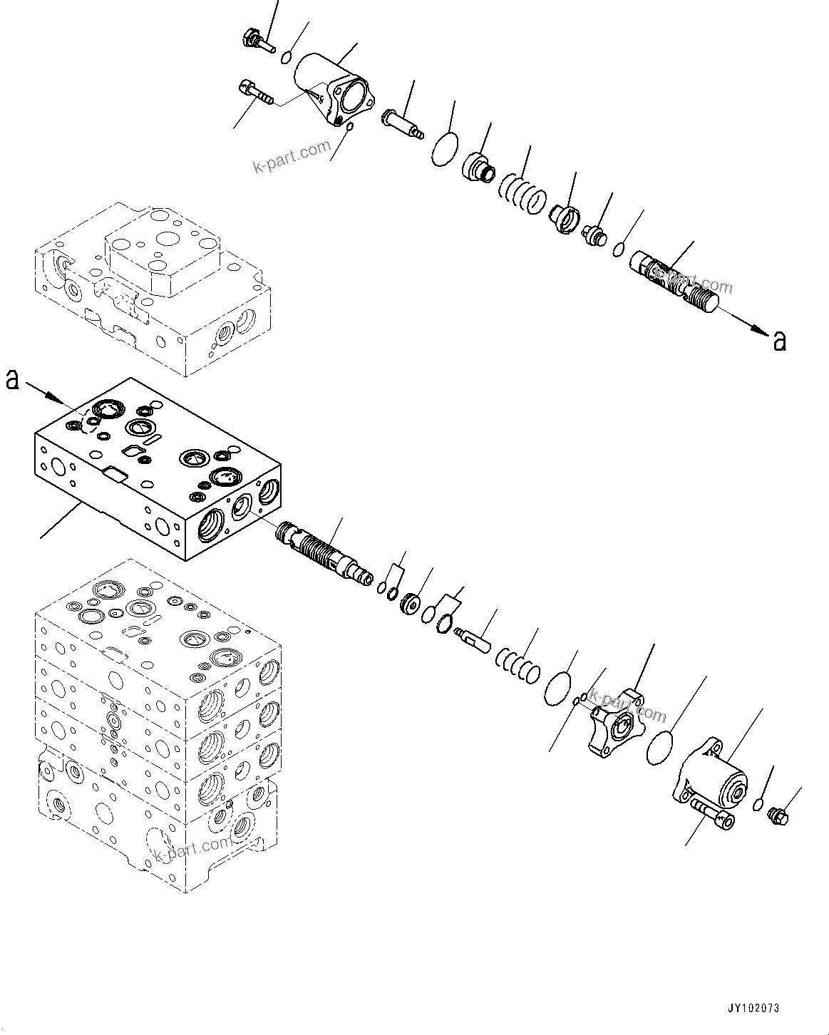 Komatsu parts book diagram for WA800-8E0 S/N 84001-UP: CONTROL VALVE, 4-VALVE (3/13)(#83001-)