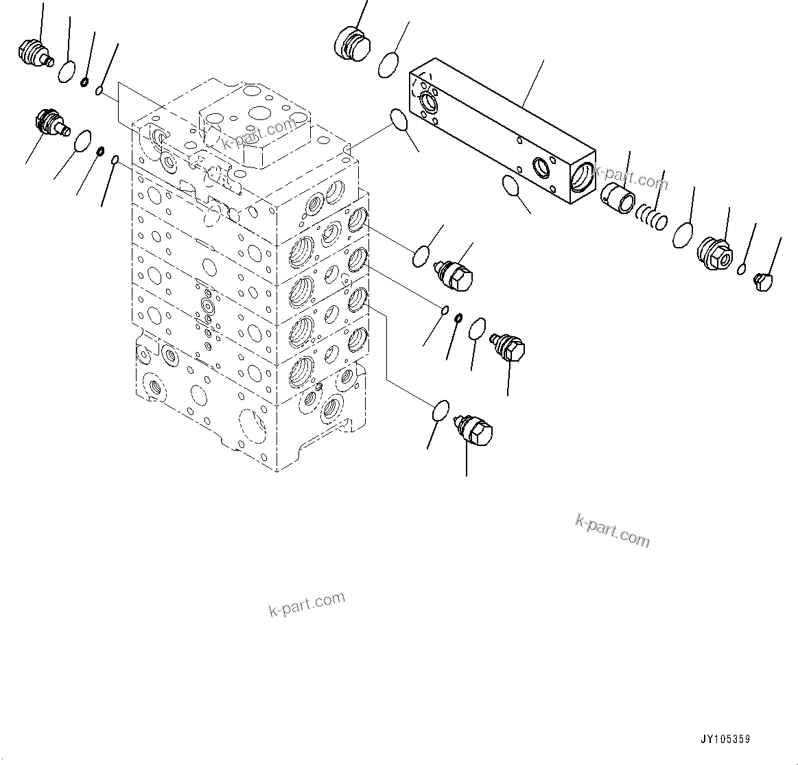 Komatsu parts book diagram for WA800-8E0 S/N 84001-UP: CONTROL VALVE, 4-VALVE (5/13)(#83001-)