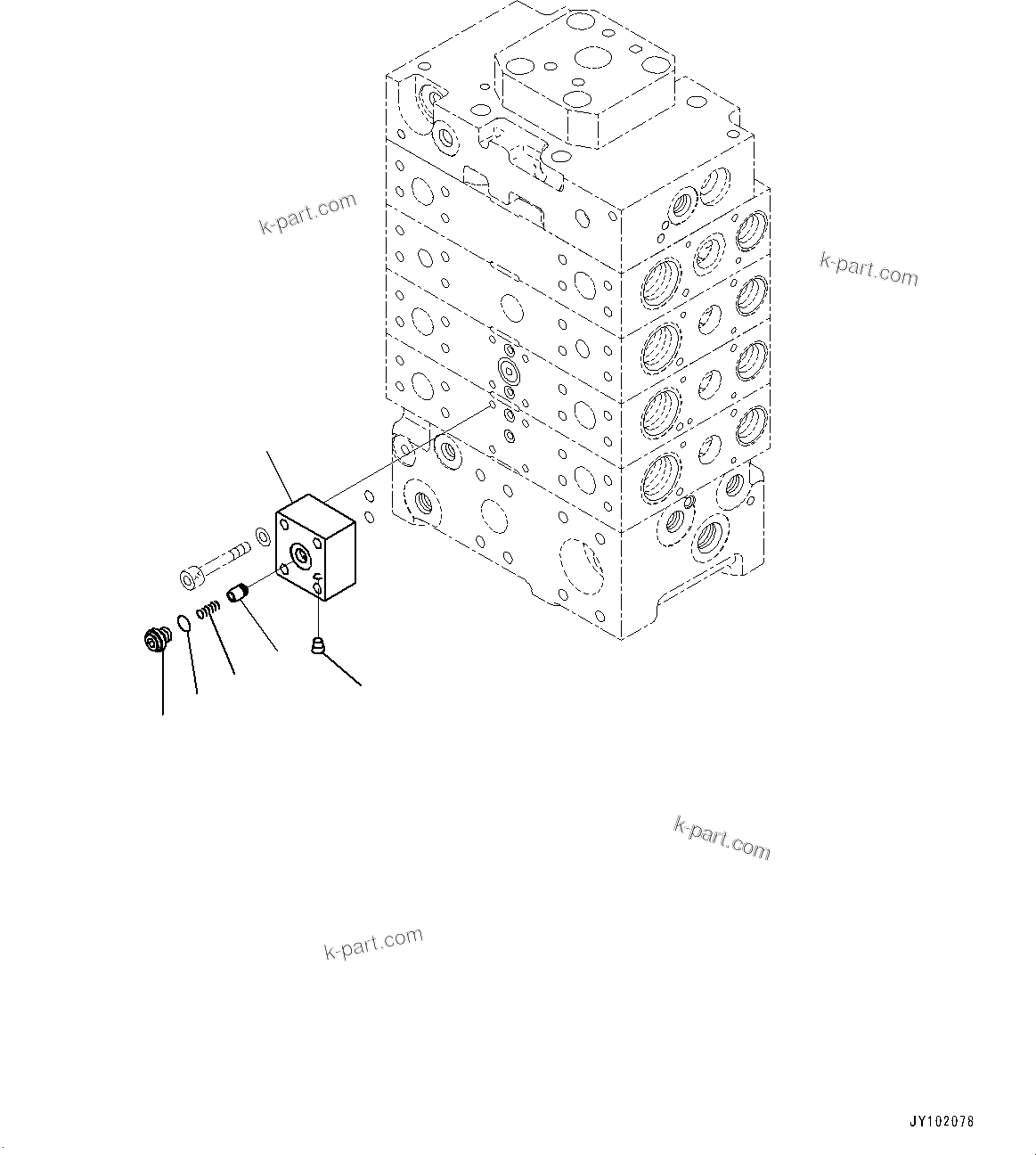 Komatsu parts book diagram for WA800-8E0 S/N 84001-UP: CONTROL VALVE, 4-VALVE (8/13)(#83001-)