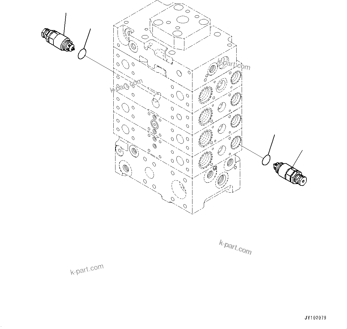 Komatsu parts book diagram for WA800-8E0 S/N 84001-UP: CONTROL VALVE, 4-VALVE (9/13)(#83001-)