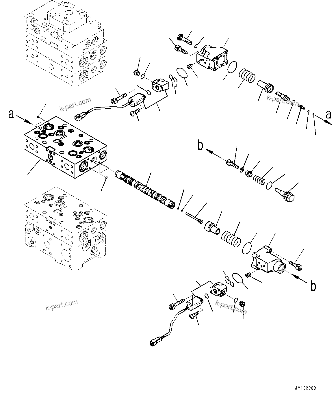 Komatsu parts book diagram for WA800-8E0 S/N 84001-UP: CONTROL VALVE, 4-VALVE (10/13)(#83001-)
