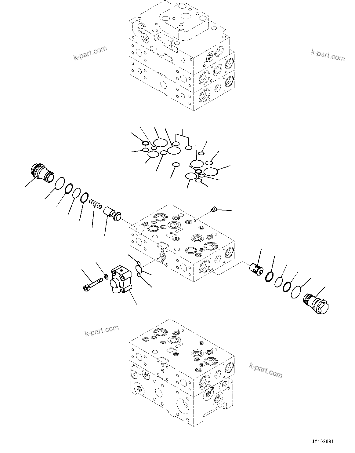 Komatsu parts book diagram for WA800-8E0 S/N 84001-UP: CONTROL VALVE, 4-VALVE (11/13)(#83001-)