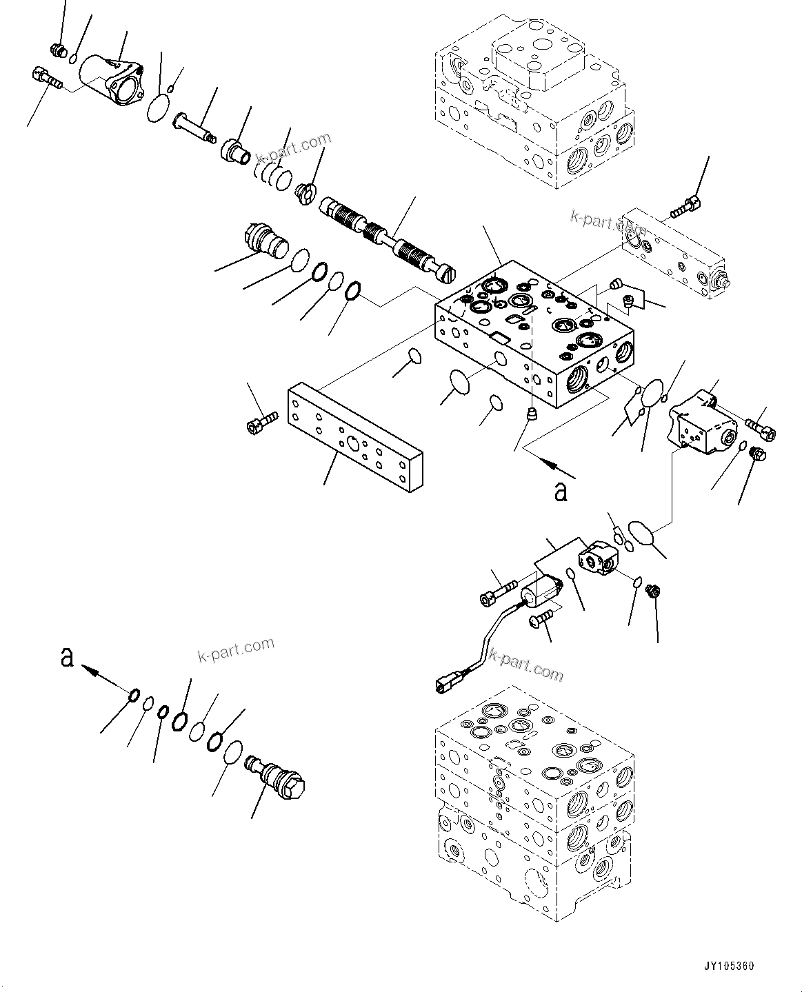 Komatsu parts book diagram for WA800-8E0 S/N 84001-UP: CONTROL VALVE, 4-VALVE (12/13)(#83001-)
