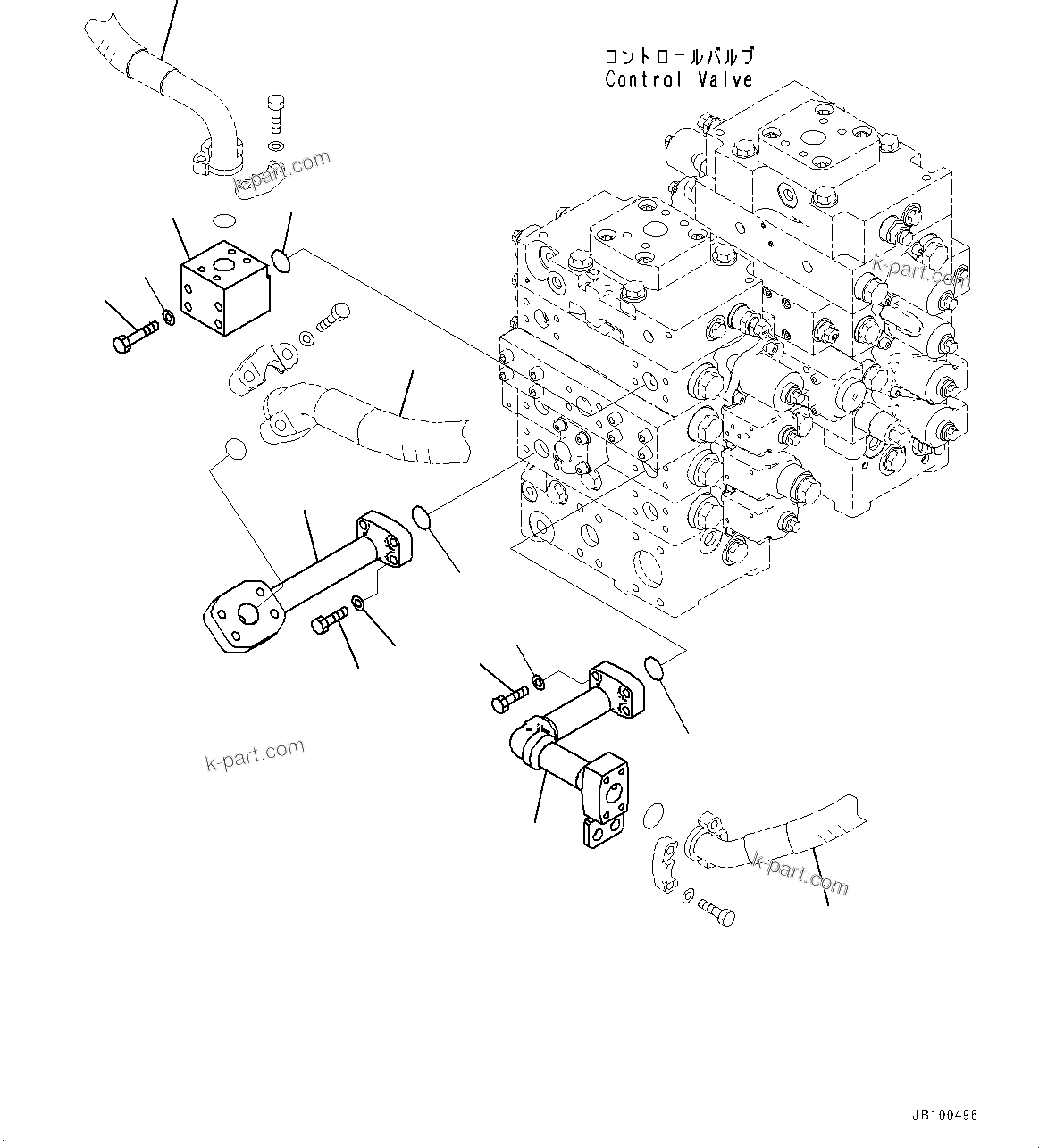 Komatsu parts book diagram for WA800-8E0 S/N 84001-UP: CONTROL VALVE, PIPING (2/14)(#83001-)