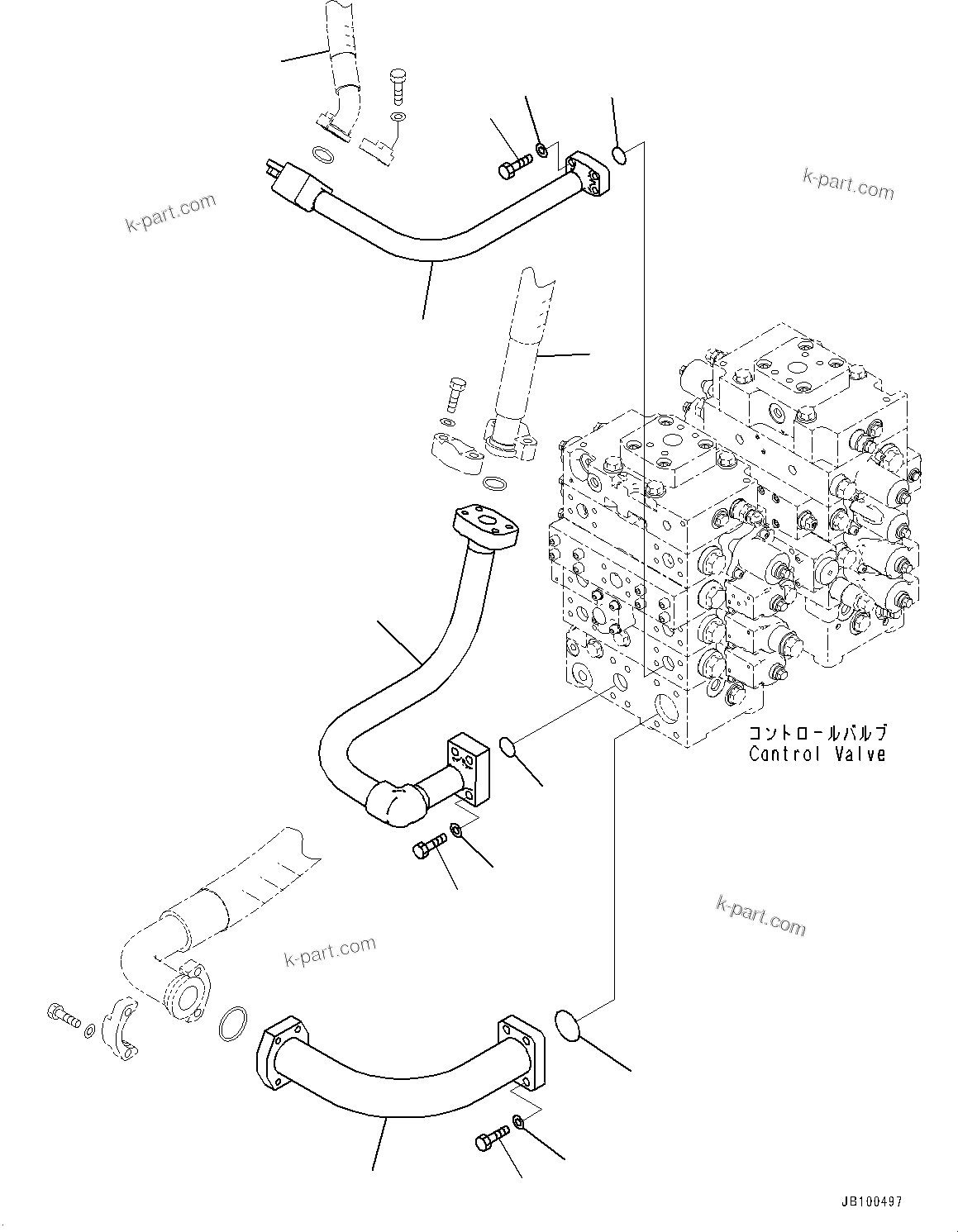 Komatsu parts book diagram for WA800-8E0 S/N 84001-UP: CONTROL VALVE, PIPING (3/14)(#83001-)