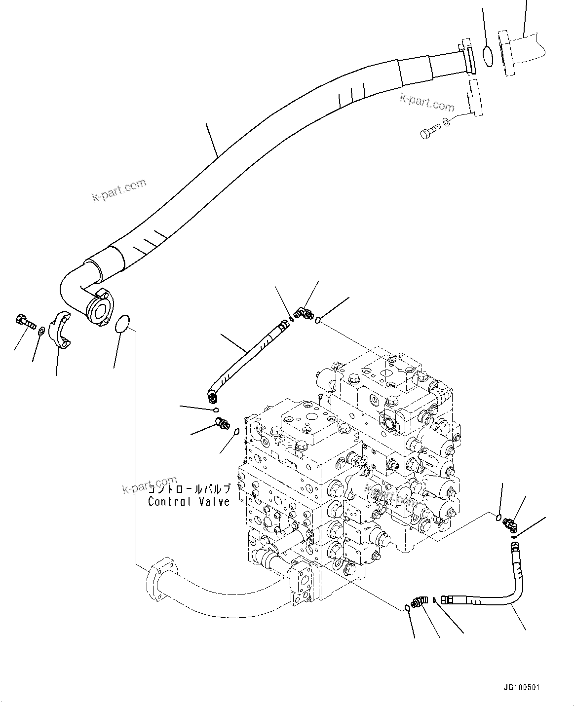 Komatsu parts book diagram for WA800-8E0 S/N 84001-UP: CONTROL VALVE, PIPING (4/14)(#83001-)
