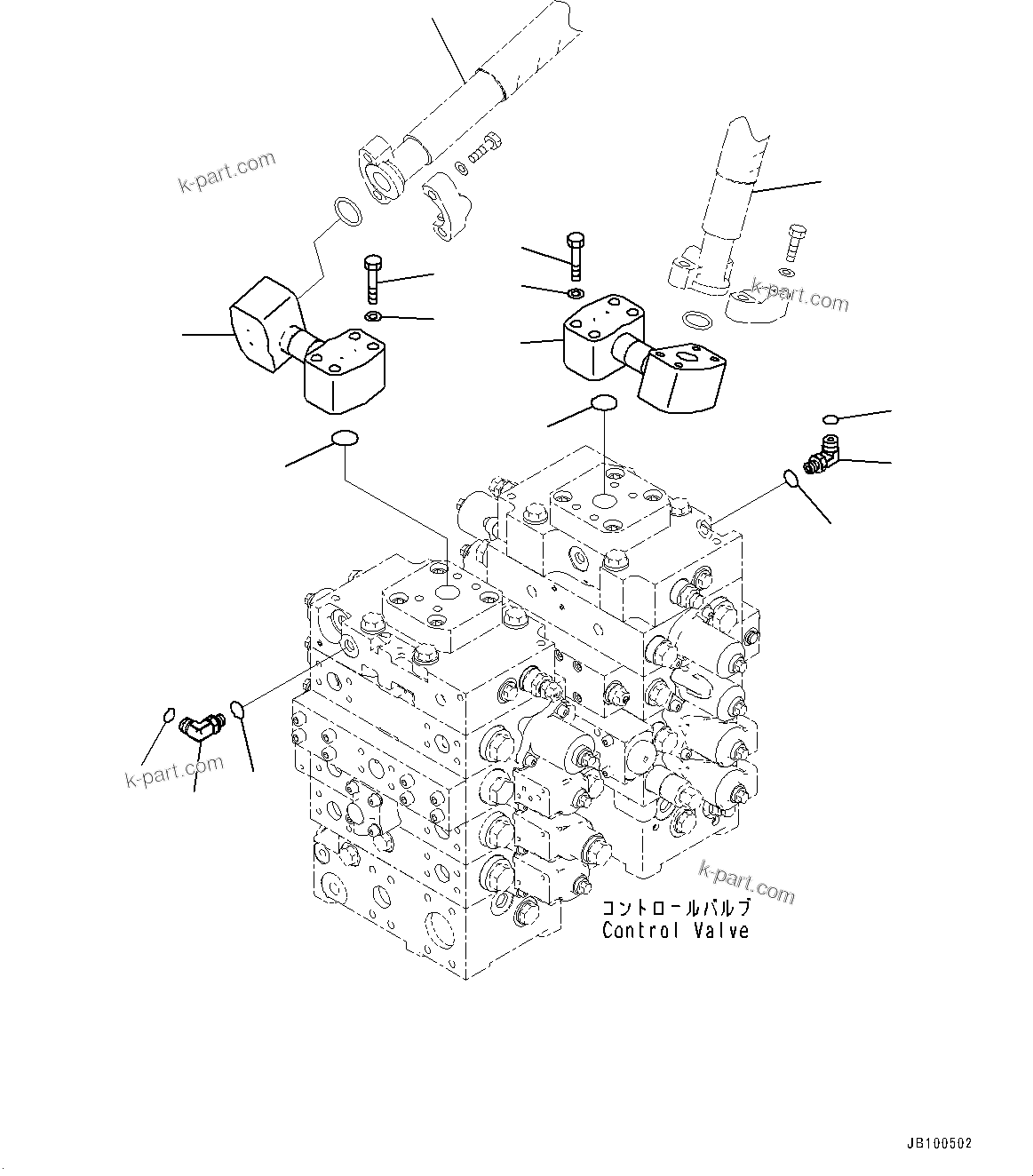 Komatsu parts book diagram for WA800-8E0 S/N 84001-UP: CONTROL VALVE, PIPING (5/14)(#83001-)