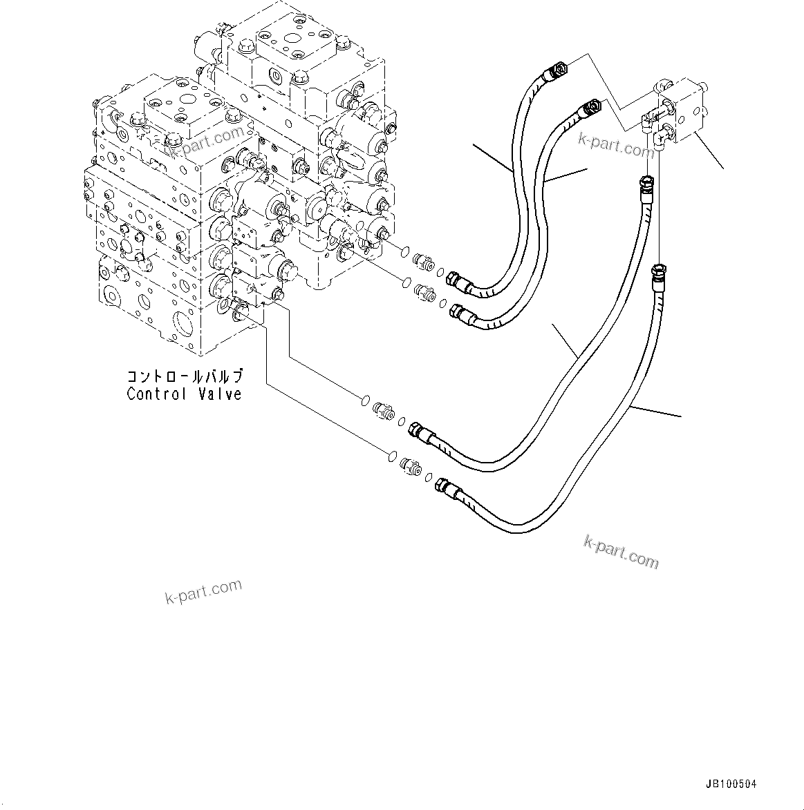 Komatsu parts book diagram for WA800-8E0 S/N 84001-UP: CONTROL VALVE, PIPING (7/14)(#83001-)