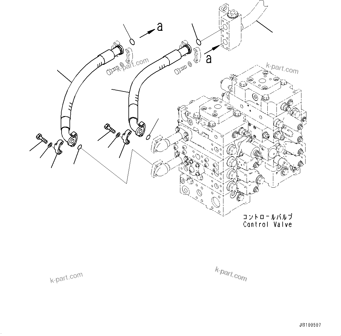 Komatsu parts book diagram for WA800-8E0 S/N 84001-UP: CONTROL VALVE, PIPING (9/14)(#83001-)