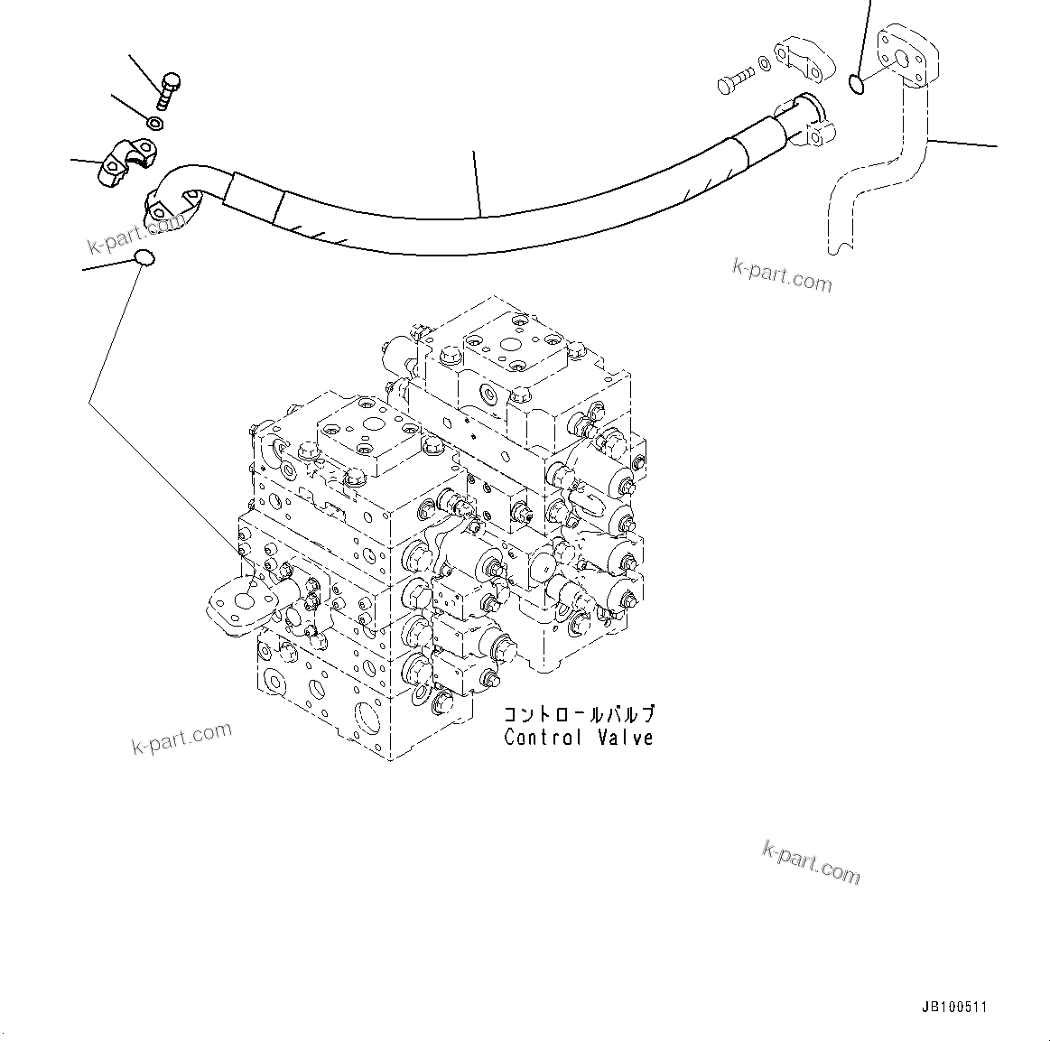 Komatsu parts book diagram for WA800-8E0 S/N 84001-UP: CONTROL VALVE, ECSS VALVE PIPING (2/2)(#83001-)