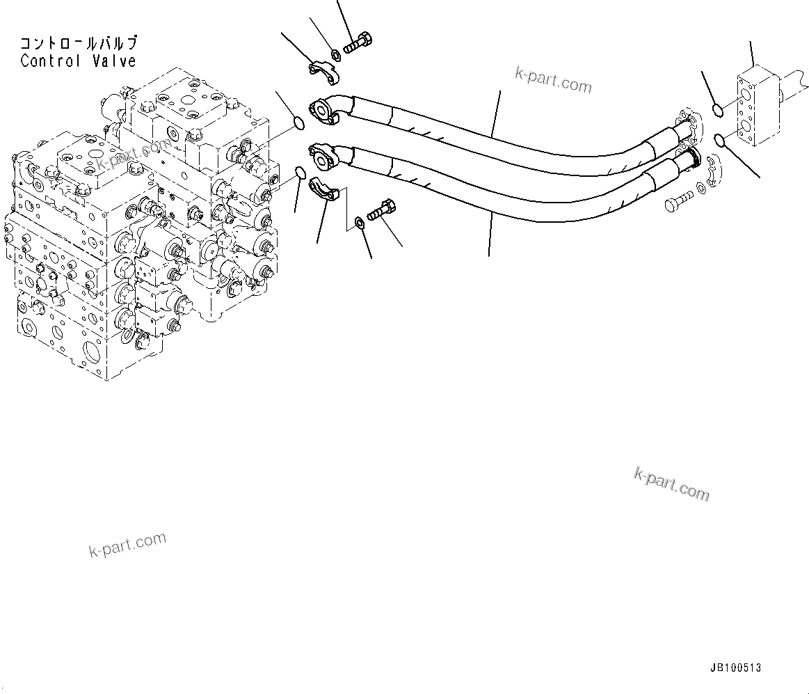 Komatsu parts book diagram for WA800-8E0 S/N 84001-UP: CONTROL VALVE, PIPING (14/14)(#83001-)