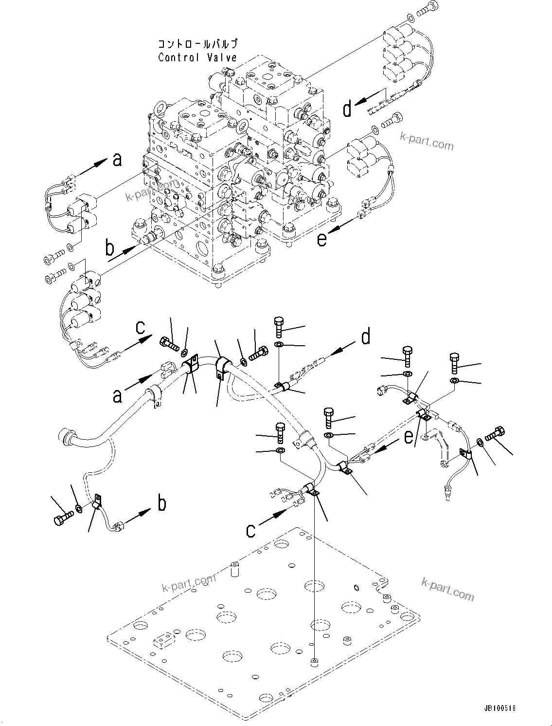 Komatsu parts book diagram for WA800-8E0 S/N 84001-UP: CONTROL VALVE, MOUNTING PARTS (5/7)(#83001-)