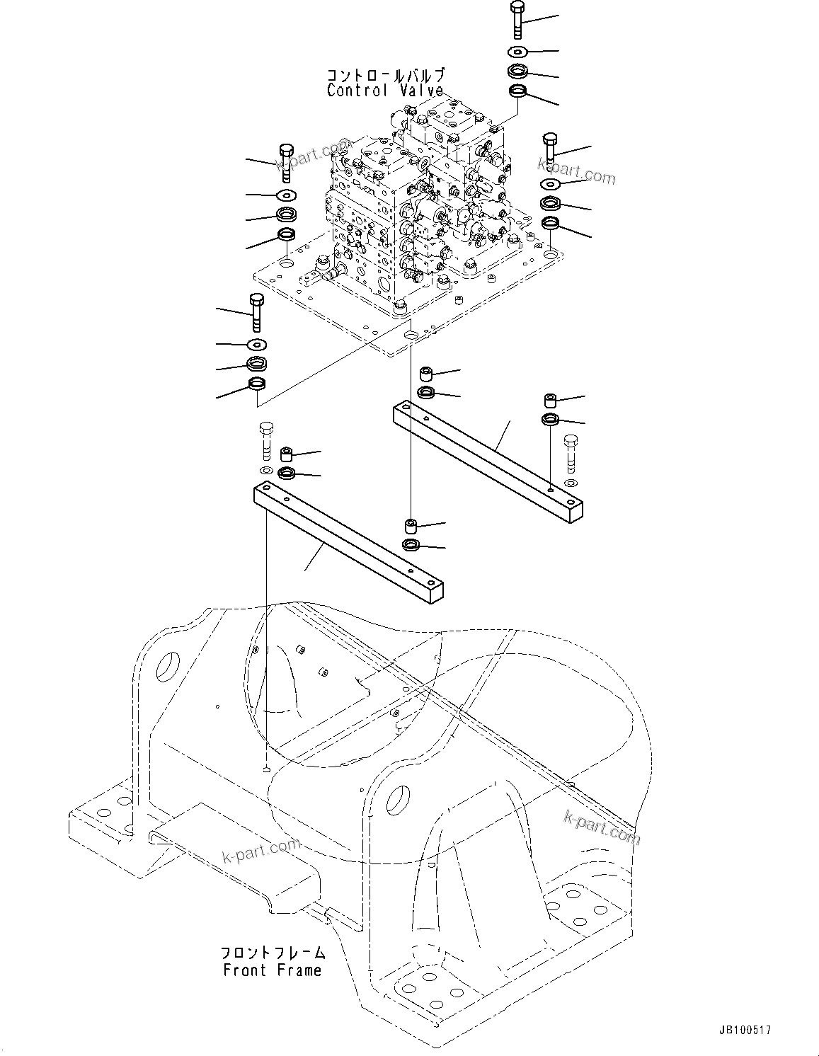 Komatsu parts book diagram for WA800-8E0 S/N 84001-UP: CONTROL VALVE, MOUNTING PARTS (6/7)(#83001-)