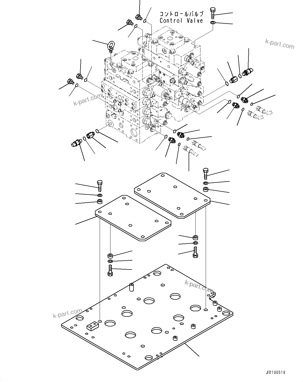 Komatsu parts book diagram for WA800-8E0 S/N 84001-UP: CONTROL VALVE, MOUNTING PARTS (7/7)(#83001-)