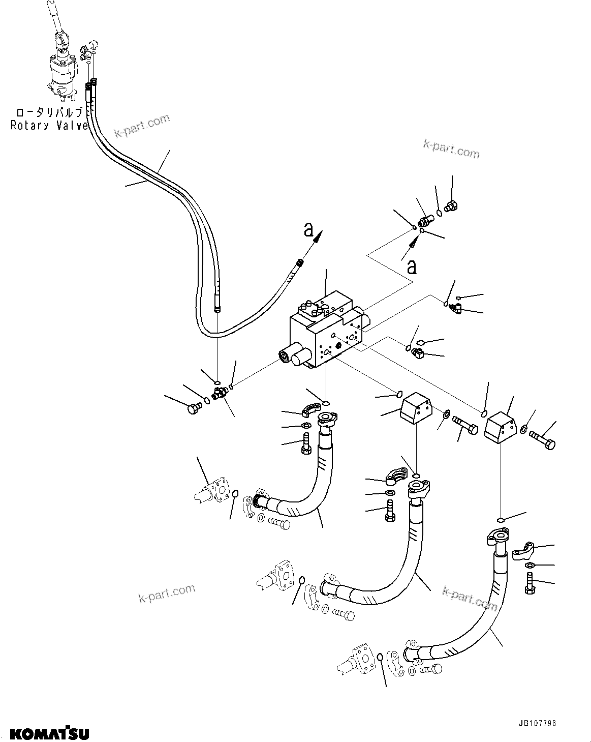 Komatsu parts book diagram for WA800-8E0 S/N 84001-UP: STEERING CONTROL VALVE, VALVE AND PIPING(#83001-)