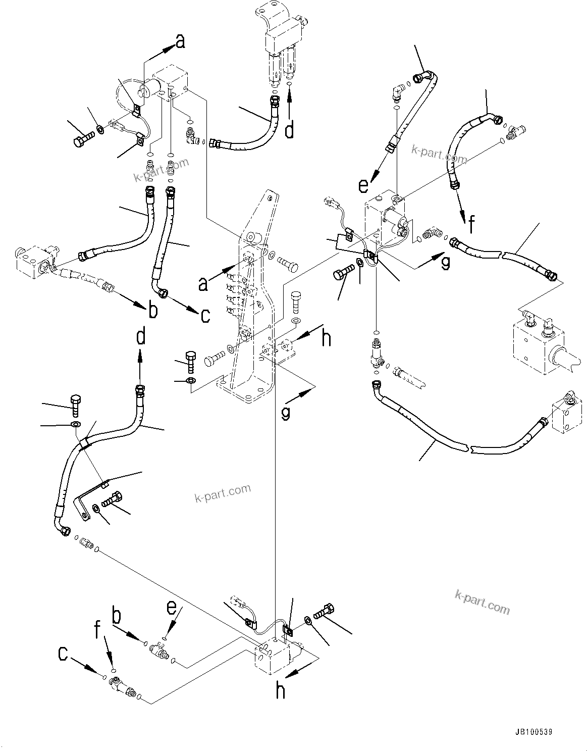 Komatsu parts book diagram for WA800-8E0 S/N 84001-UP: HYDRAULIC PIPING, EPC VALVE PIPING (1/3)(#83001-)