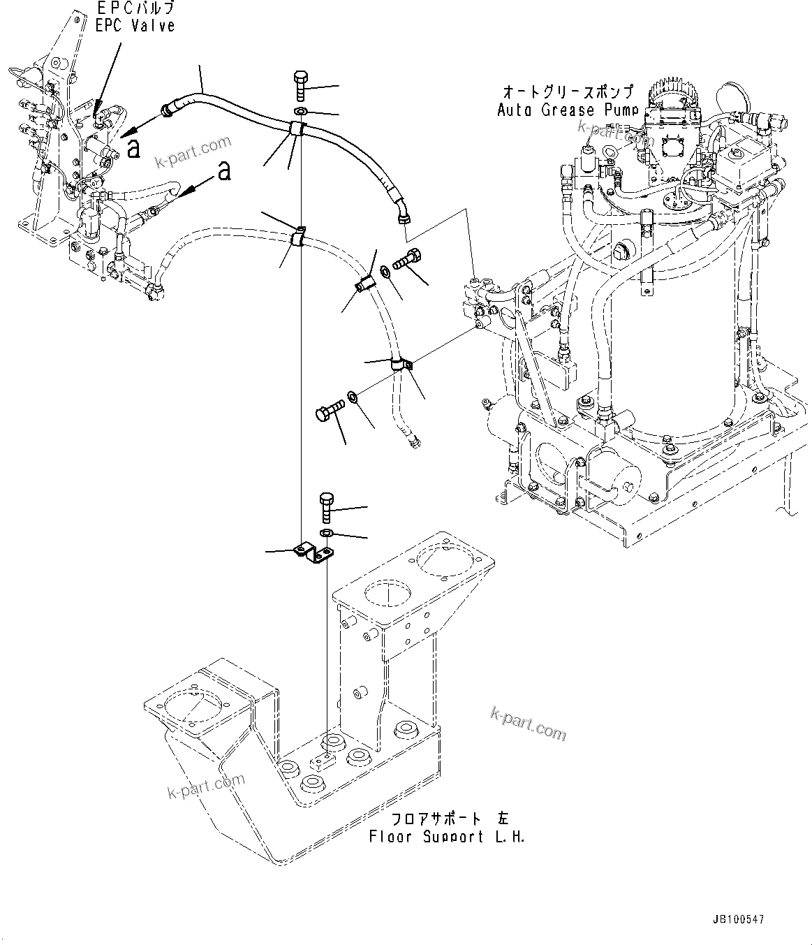 Komatsu parts book diagram for WA800-8E0 S/N 84001-UP: HYDRAULIC PIPING, EPC VALVE PIPING (2/3)(#83001-)