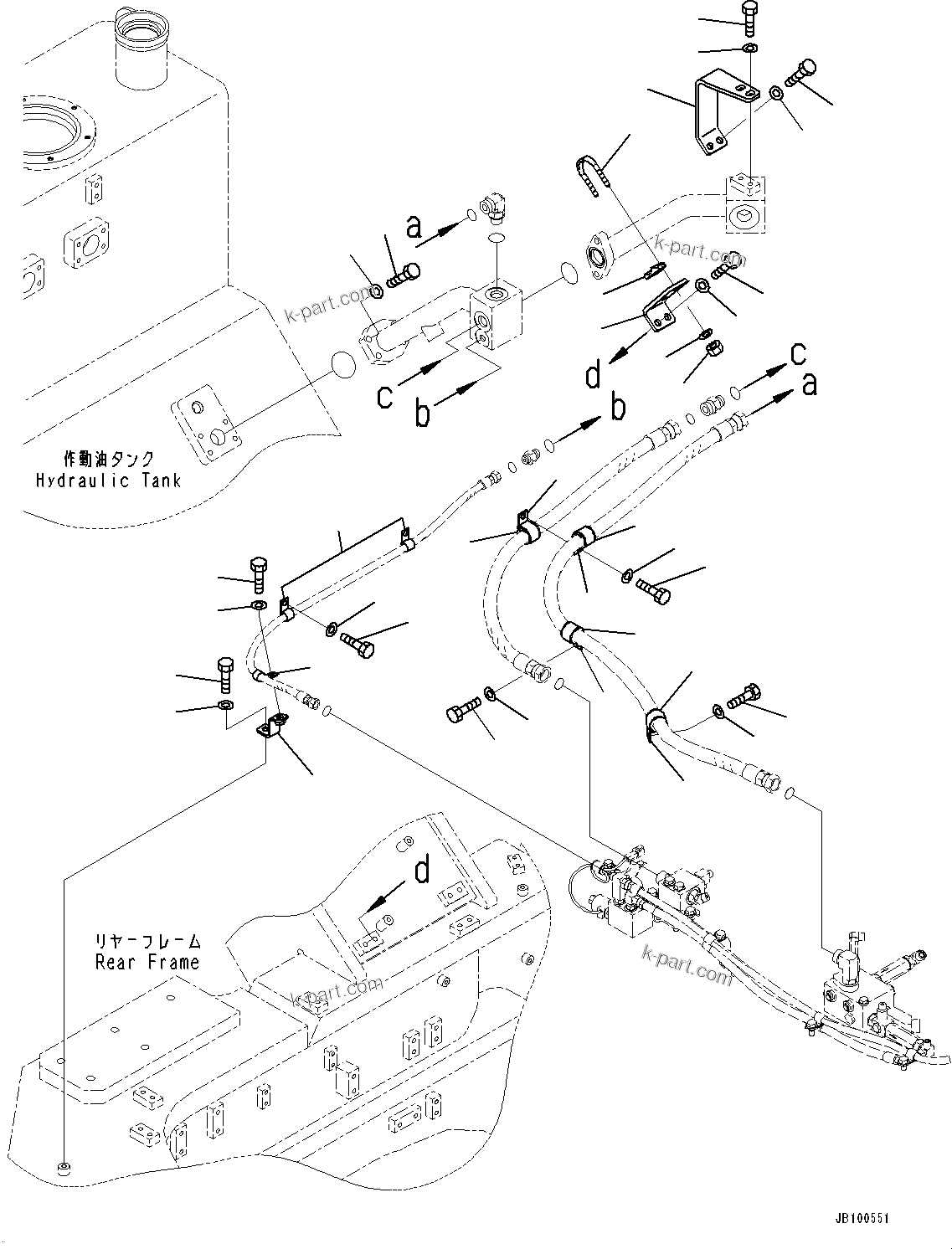 Komatsu parts book diagram for WA800-8E0 S/N 84001-UP: HYDRAULIC PIPING, MOUNTING (1/7)(#83001-)