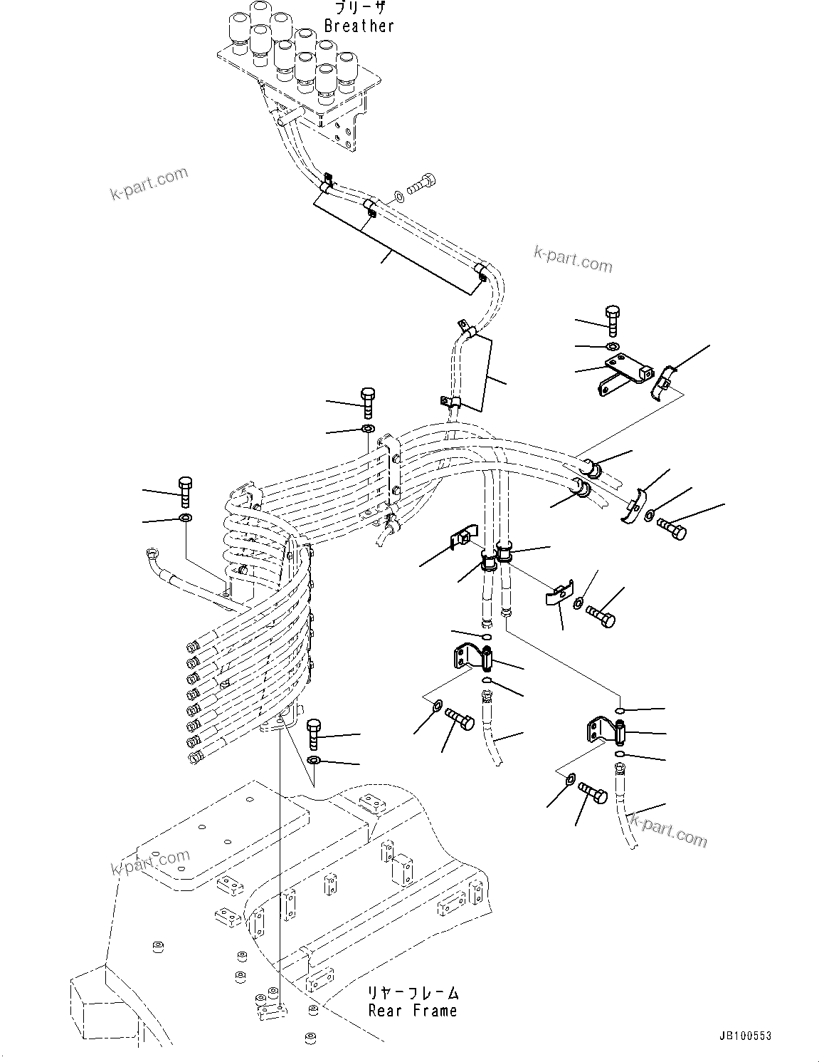 Komatsu parts book diagram for WA800-8E0 S/N 84001-UP: HYDRAULIC PIPING, MOUNTING (2/7)(#83001-)