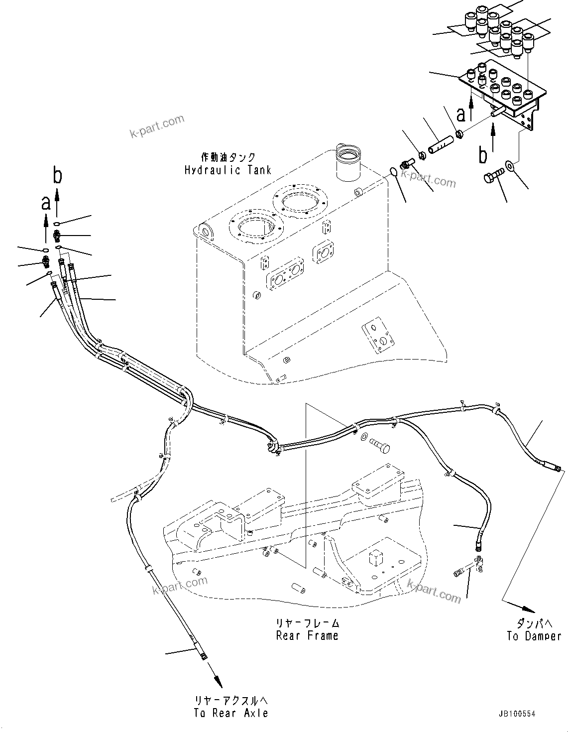 Komatsu parts book diagram for WA800-8E0 S/N 84001-UP: HYDRAULIC PIPING, BREATHER AND PIPING(#83001-)