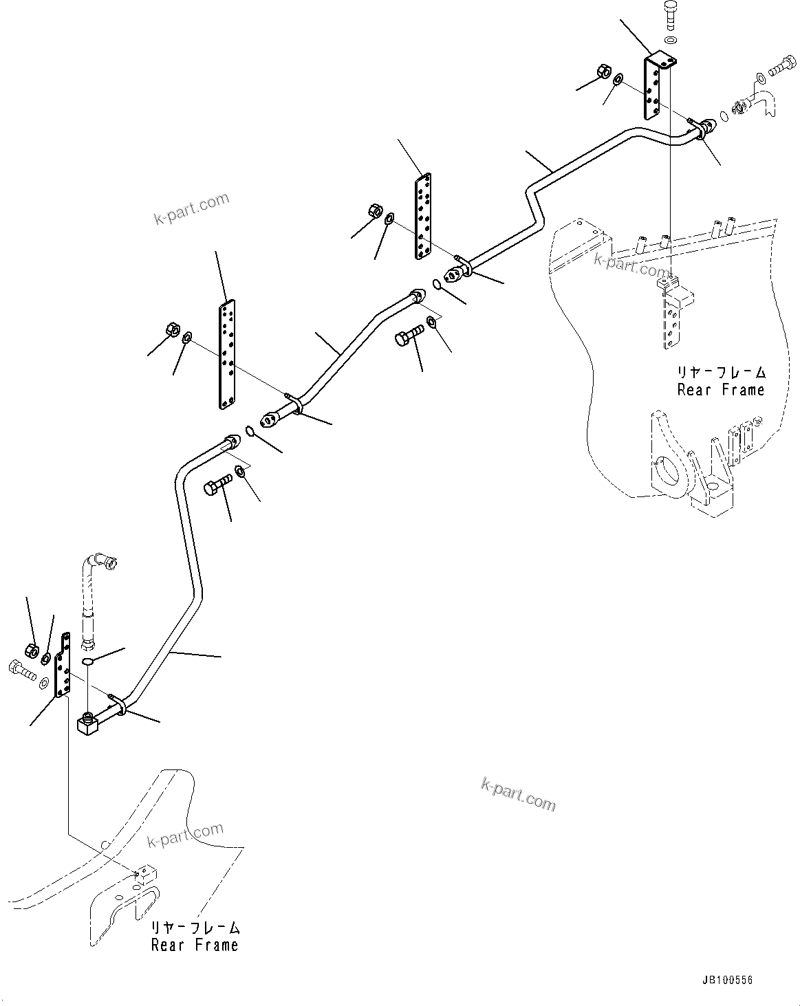Komatsu parts book diagram for WA800-8E0 S/N 84001-UP: HYDRAULIC PIPING, SERVICE CENTER PIPING (1/4)(#83001-)