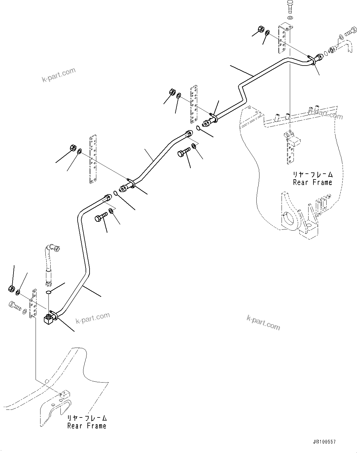 Komatsu parts book diagram for WA800-8E0 S/N 84001-UP: HYDRAULIC PIPING, SERVICE CENTER PIPING (2/4)(#83001-)