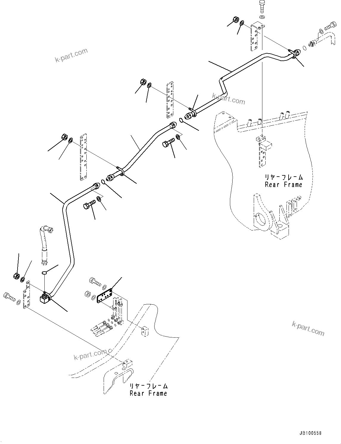 Komatsu parts book diagram for WA800-8E0 S/N 84001-UP: HYDRAULIC PIPING, SERVICE CENTER PIPING (3/4)(#83001-)
