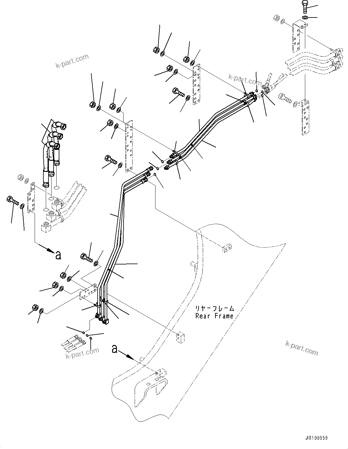 Komatsu parts book diagram for WA800-8E0 S/N 84001-UP: HYDRAULIC PIPING, SERVICE CENTER PIPING (4/4)(#83001-)
