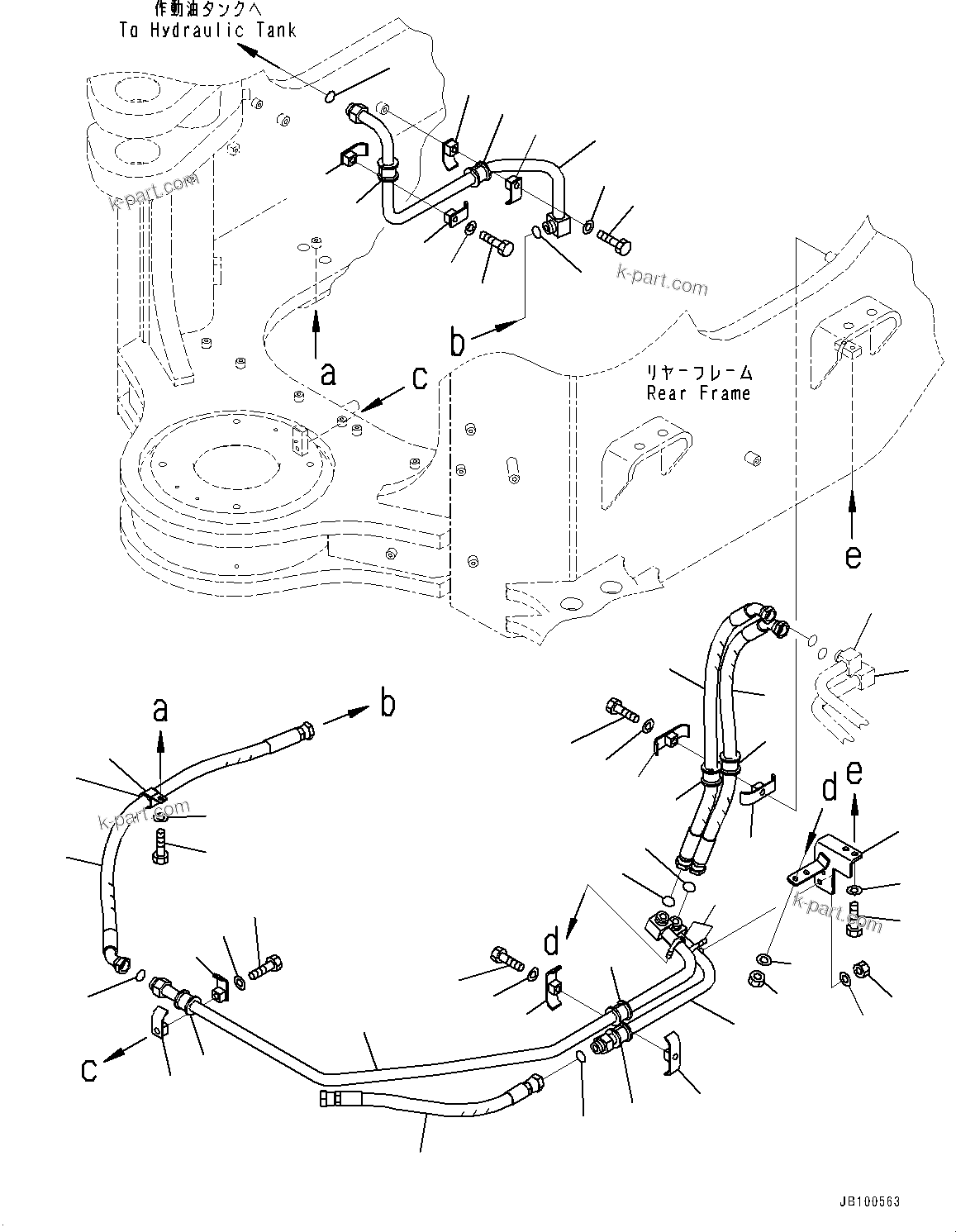 Komatsu parts book diagram for WA800-8E0 S/N 84001-UP: HYDRAULIC PIPING, HYDRAULIC TANK PIPING(#83001-)