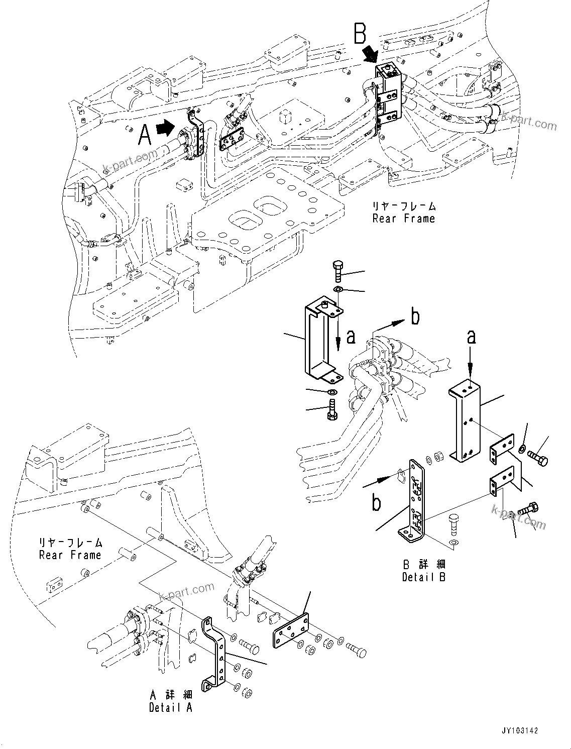 Komatsu parts book diagram for WA800-8E0 S/N 84001-UP: HYDRAULIC PIPING, BRACKET(#83001-)