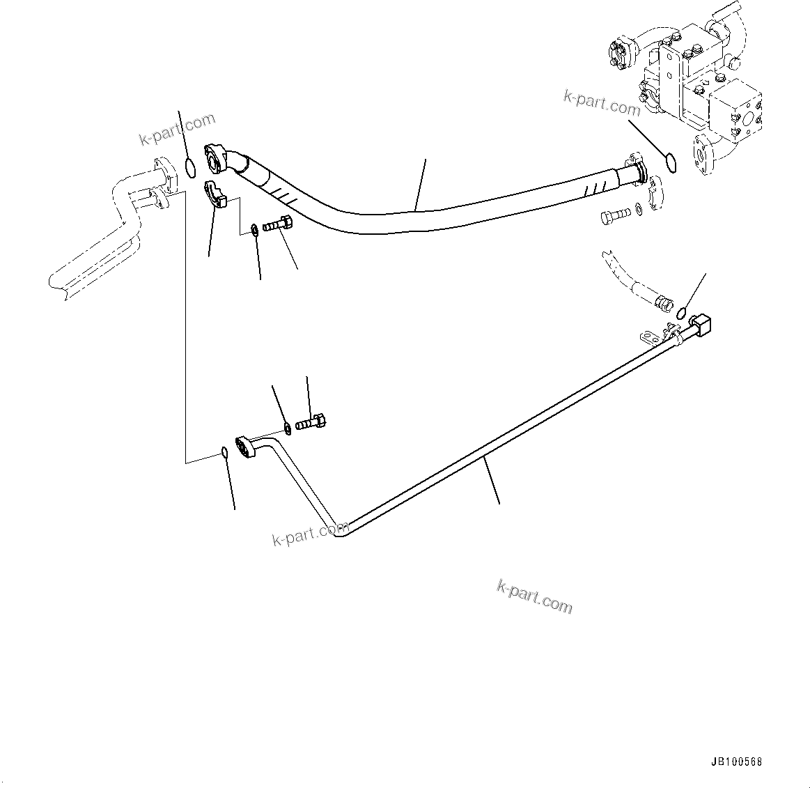 Komatsu parts book diagram for WA800-8E0 S/N 84001-UP: HYDRAULIC PIPING, FAN MOTOR PIPING (3/6)(#83001-)