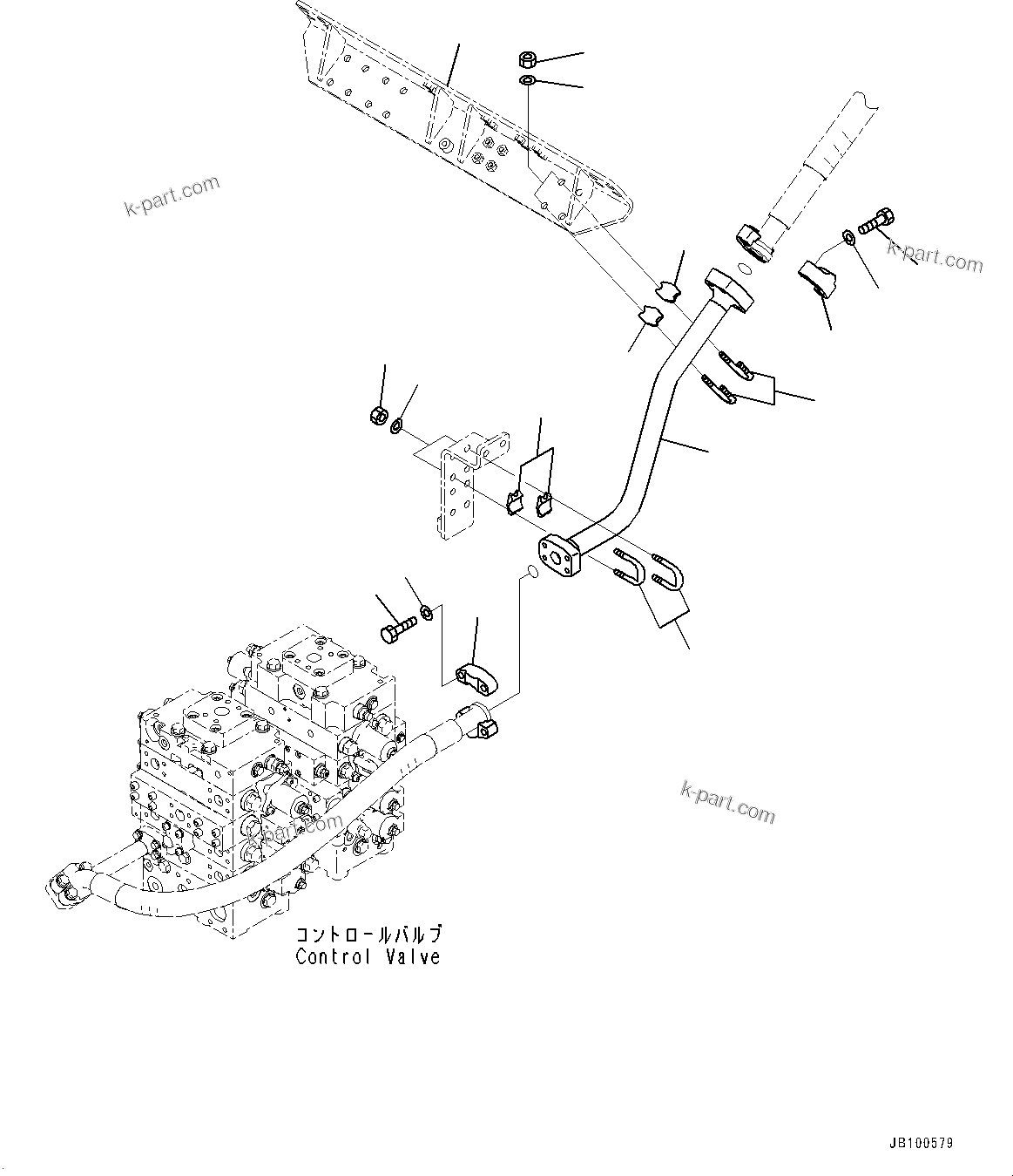 Komatsu parts book diagram for WA800-8E0 S/N 84001-UP: HYDRAULIC PIPING, BUCKET CYLINDER PIPING (2/3)(#83001-)