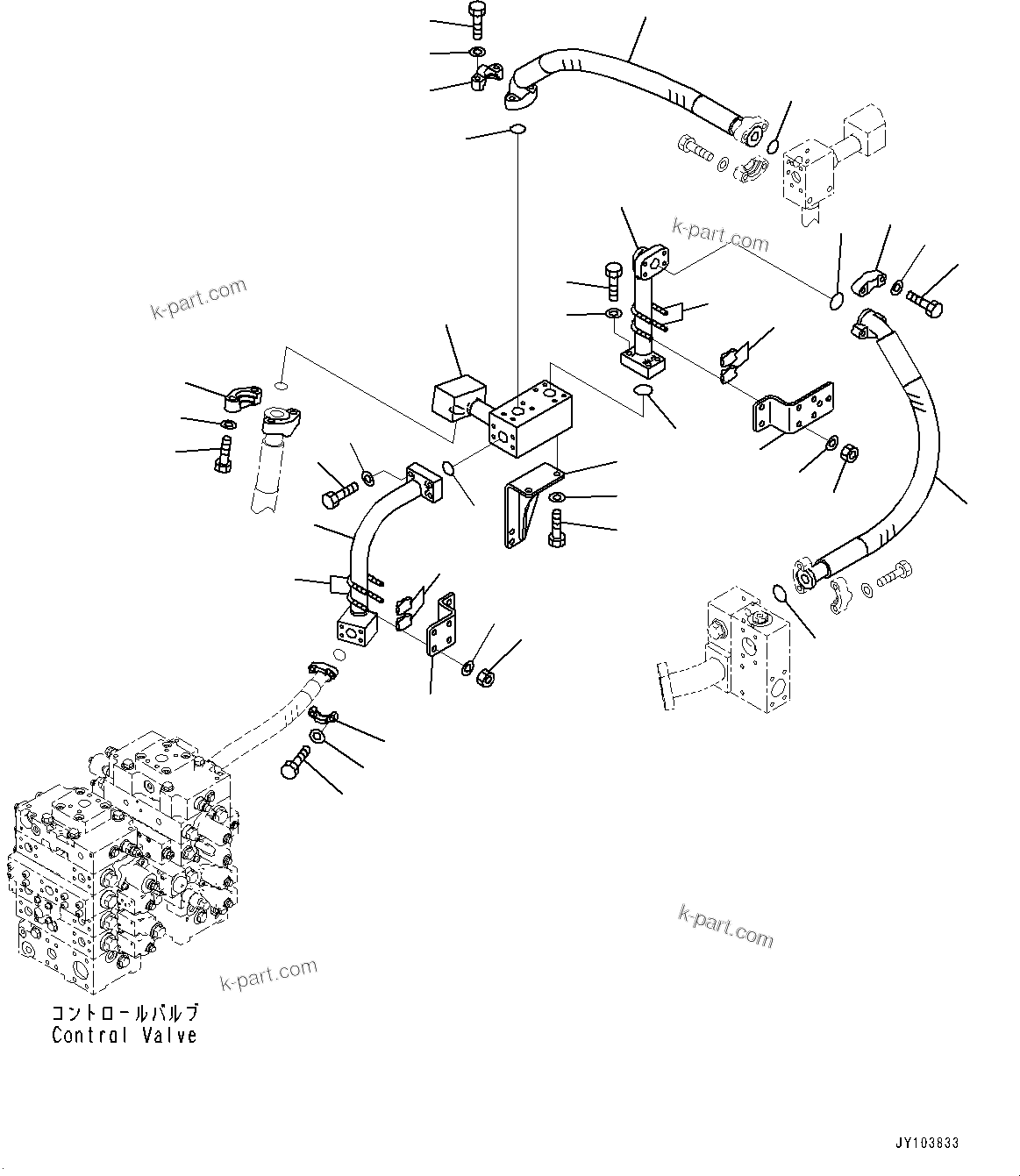 Komatsu parts book diagram for WA800-8E0 S/N 84001-UP: HYDRAULIC PIPING, LIFT CYLINDER PIPING (3/4)(#83001-)